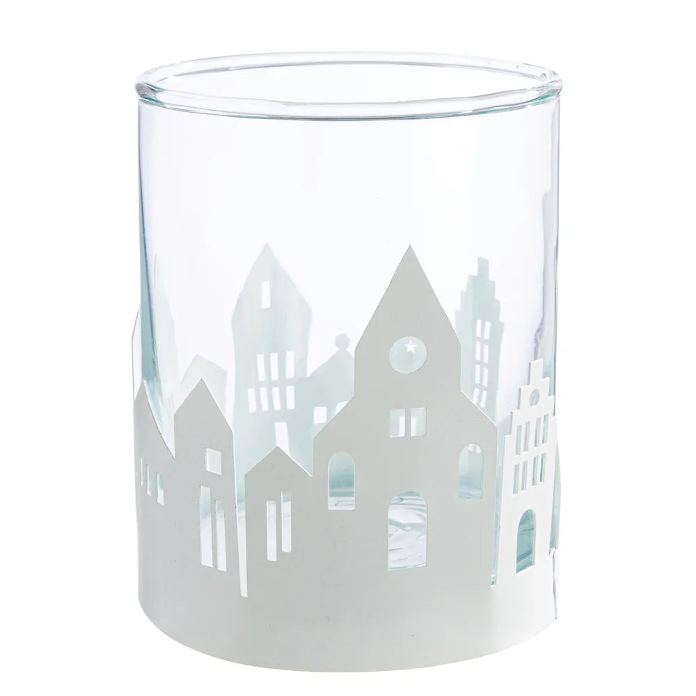 Gilde - Windlicht "Stadtlichter" Hausmotiv - dekorative Leuchte für Zuhause