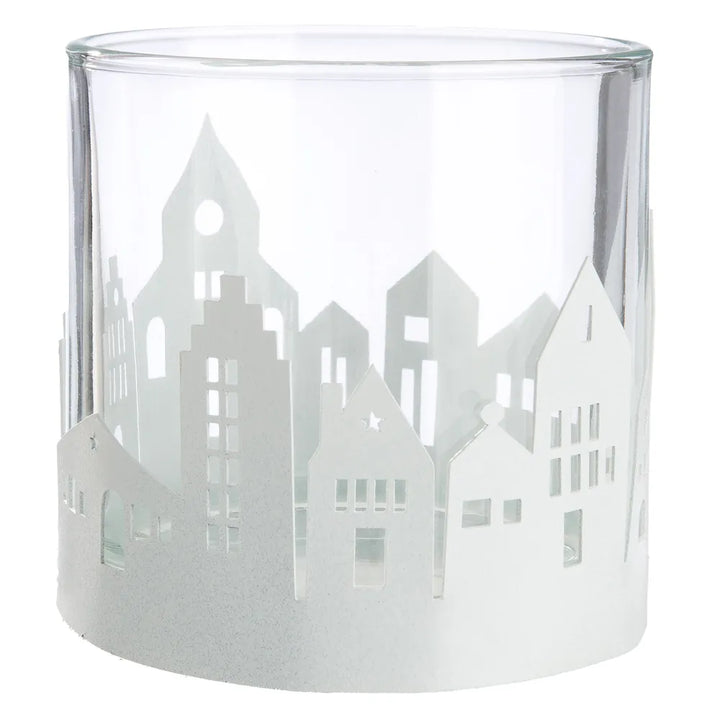 Gilde - Windlicht "Stadtlichter" Hausmotiv - dekorative Leuchte für Zuhause