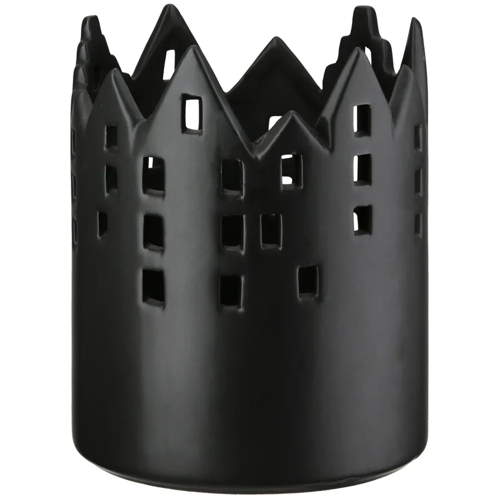 Gilde - Windlicht rund "Castle" schwarz