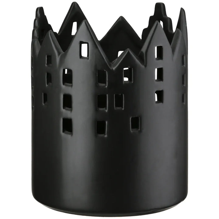 Gilde - Windlicht rund "Castle" schwarz