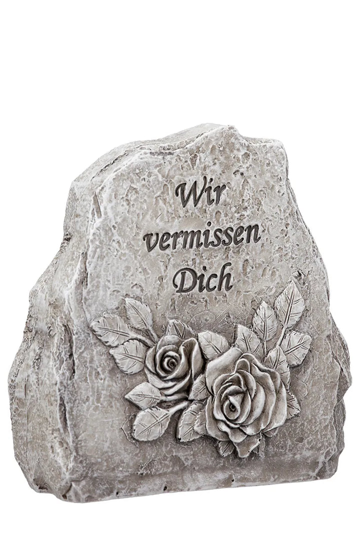Gildehandwerk Gedenkstein Polyresin Blumenmotiv Grau