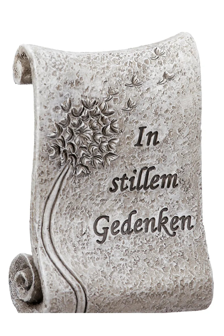 Gildehandwerk Gedenkstein Polyresin Blumenmotiv Grau