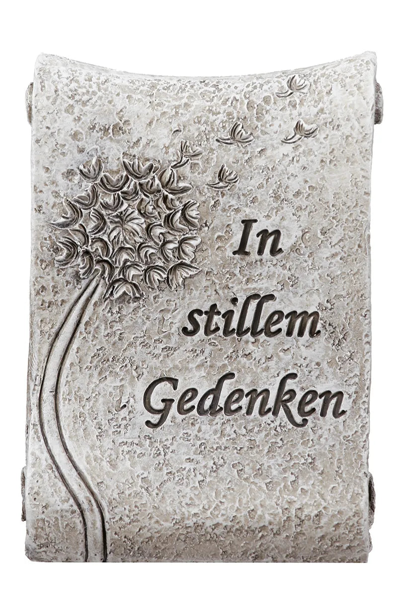 Gildehandwerk Gedenkstein Polyresin Blumenmotiv Grau