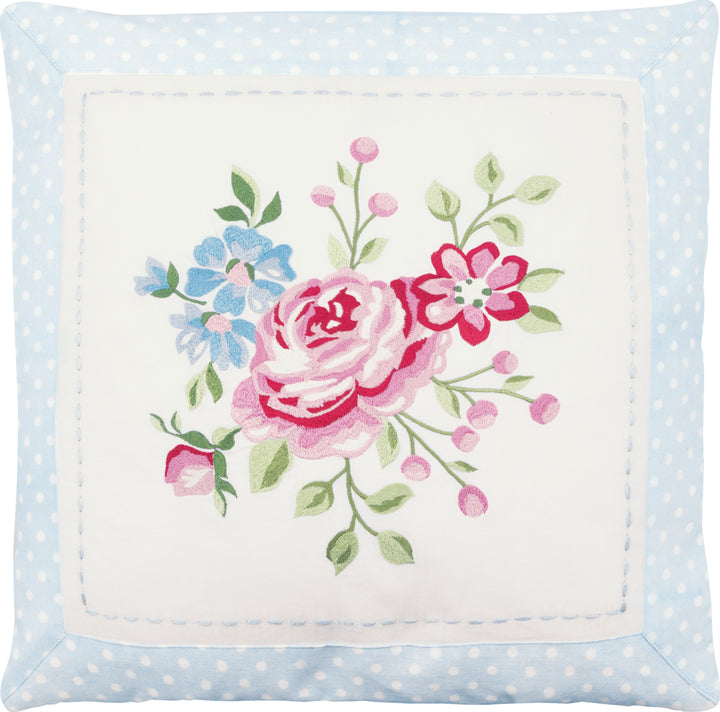 GreenGate - Nikolina Kissenbezug pale blue mit Stickerei 40x40 cm