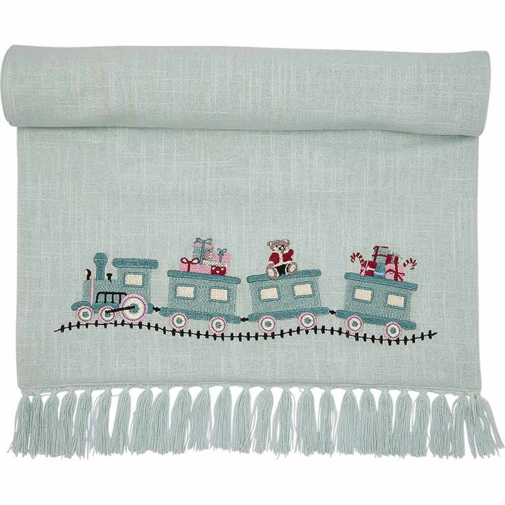 GreenGate - Weihnachtszug Tischläufer mint