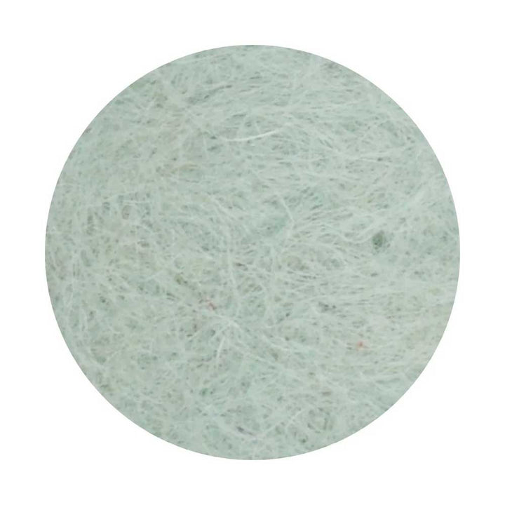 Eine kreisförmige Nahaufnahme von Gry & Sif - Blume Filz Ø3 mit einem blassgrünen Farbton.