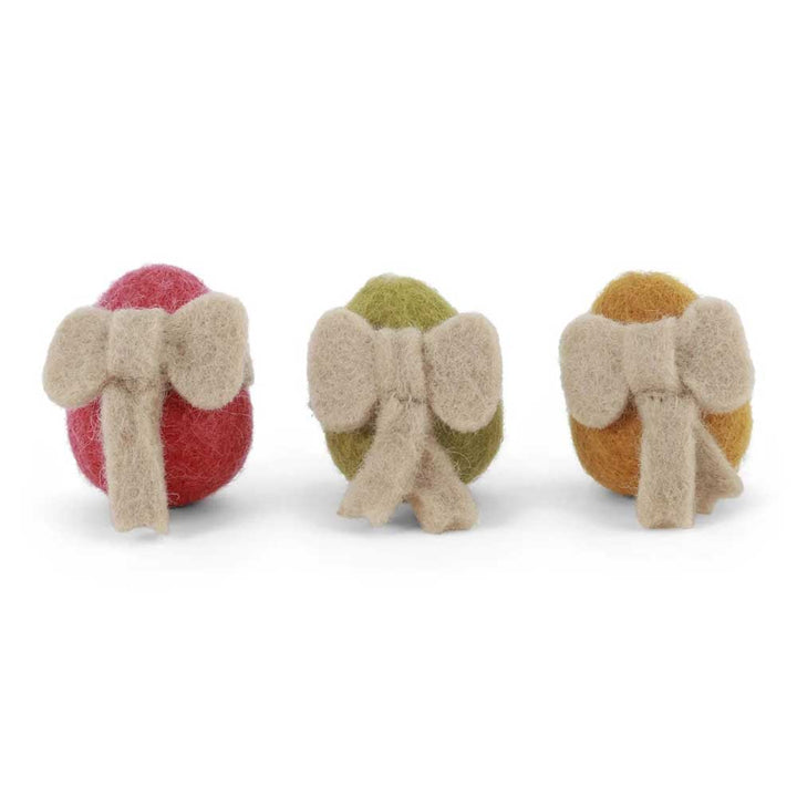 Gry &amp; Sif - Eier Filz bunt mit beiger Schleife 3er-Set
