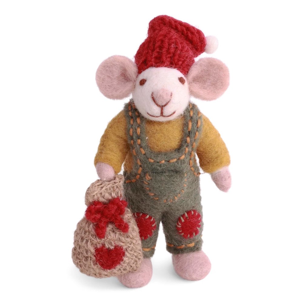 Gry &amp; Sif - Filzmaus Junge Geschenktüte White 12 cm
