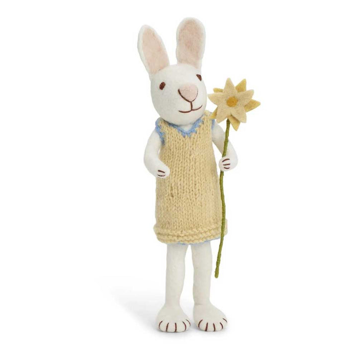 Gry &amp; Sif - Hase Filz in gelbem Kleid mit Blume