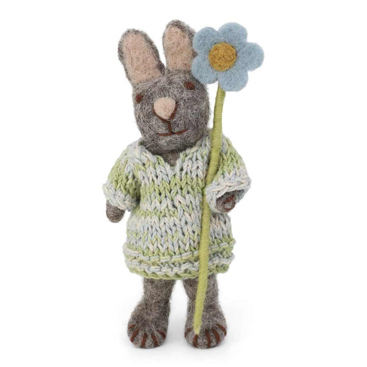 Gry &amp; Sif - Hase Filz mit Kleid und blauer Anemone