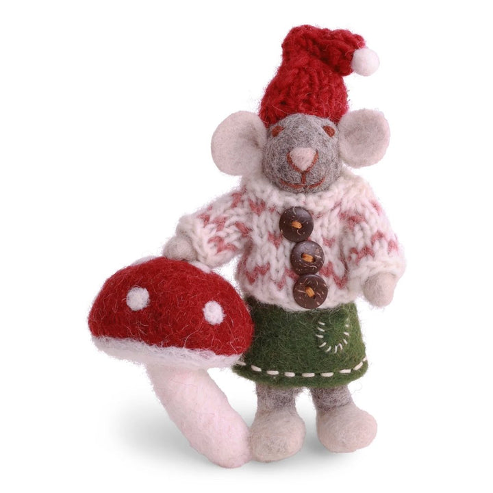 Gry &amp; Sif - Kleine Filzmaus mit Fliegenpilz