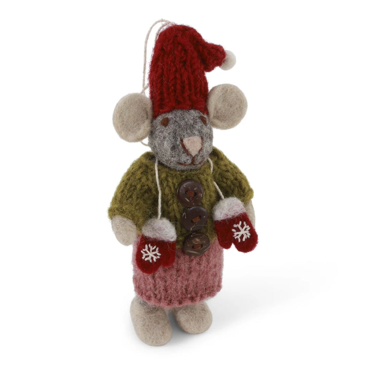 Gry &amp; Sif - Kleine graue Mädchen-Maus mit Handschuhen