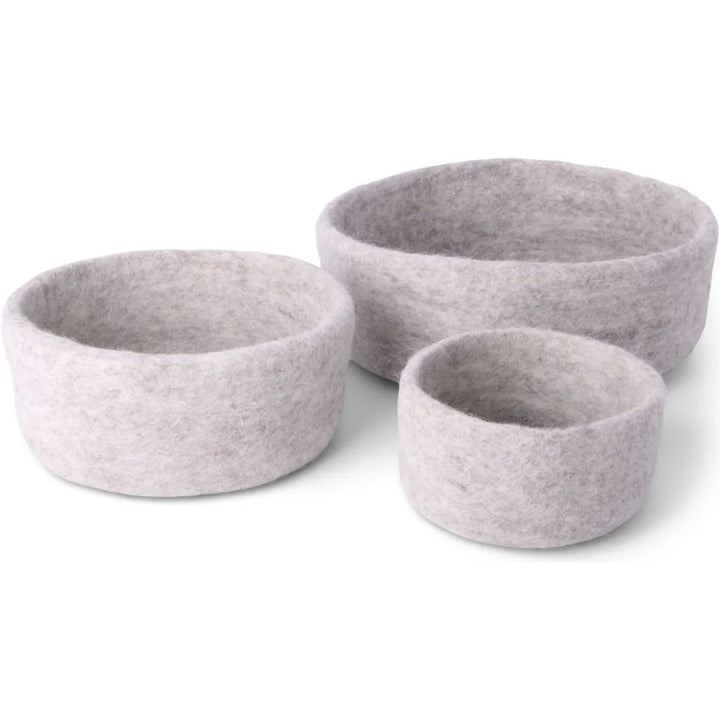 Gry & Sif - Schale Filz Naturgrau – 3er-Set