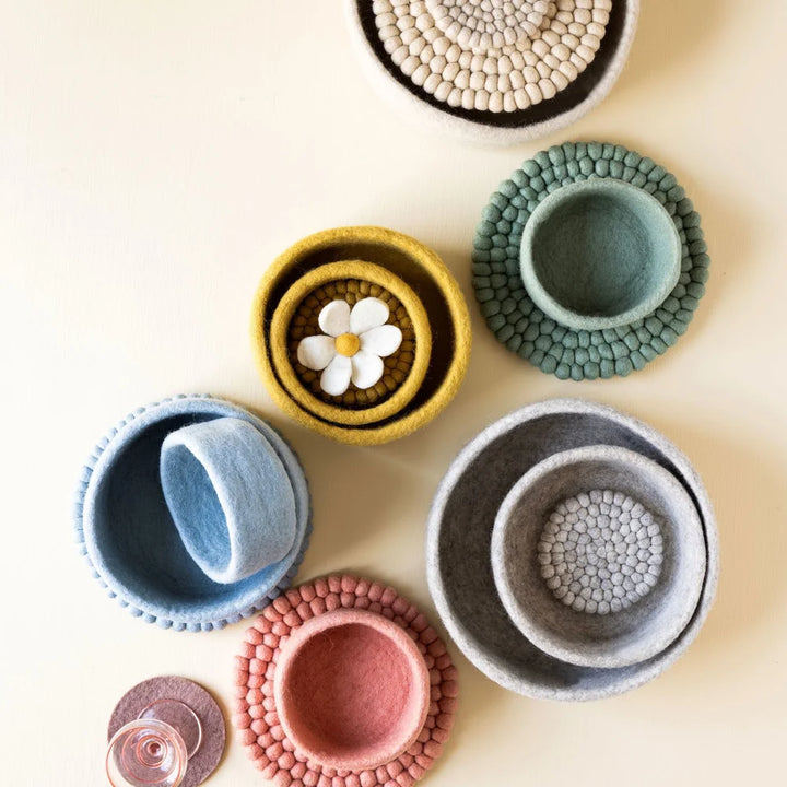 Gry & Sif - Schale Filz Naturgrau – 3er-Set