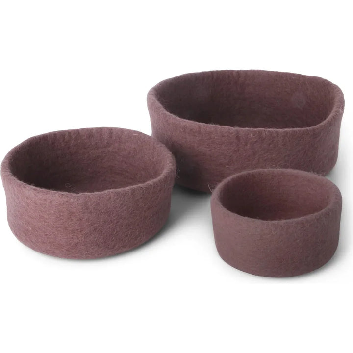 Gry & Sif - Schale Filz Pflaume – 3er-Set