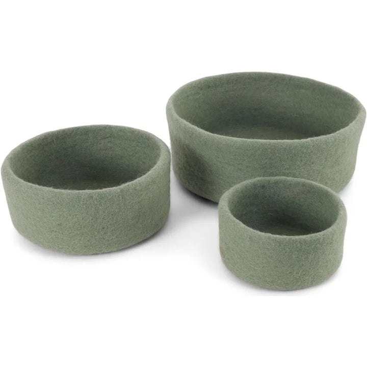 Gry & Sif - Schale Filz Staubig Hellgrün – 3er-Set
