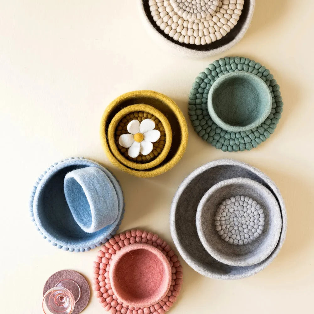 Gry & Sif - Schale Filz Staubig Hellgrün – 3er-Set