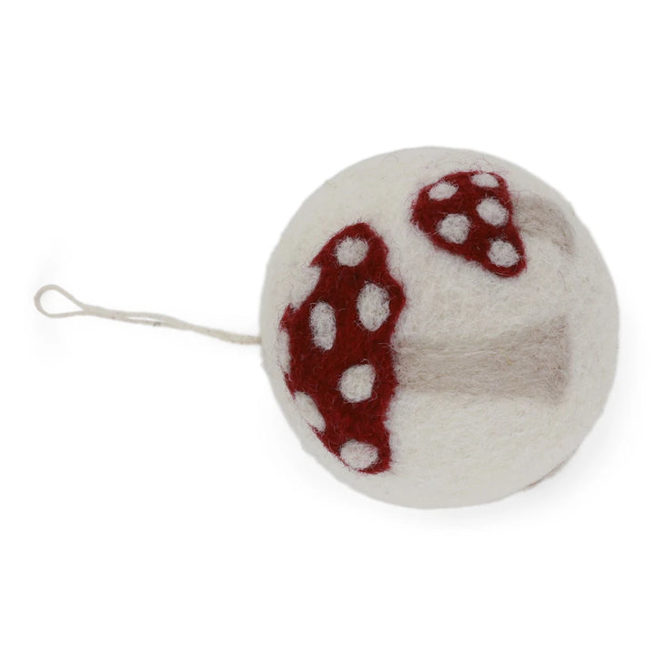 Gry & Sif - Weihnachtskugel - Weiß mit Pilzen