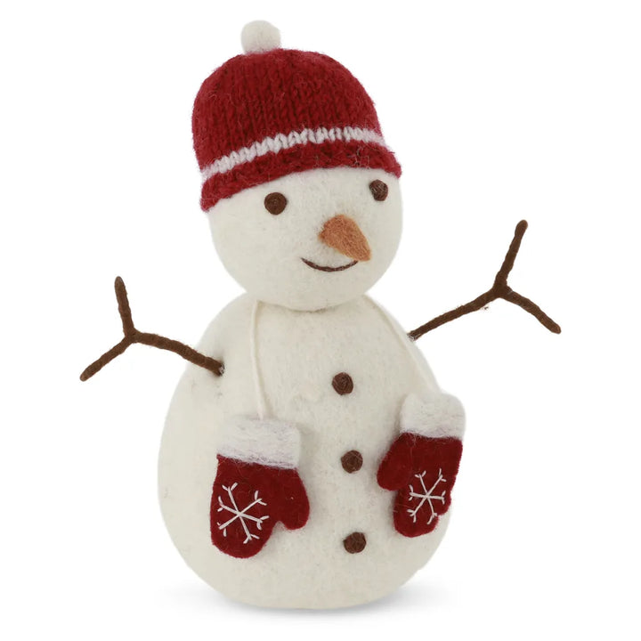 Gry & Sif – Großer Schneemann mit roter Mütze & Handschuhen
