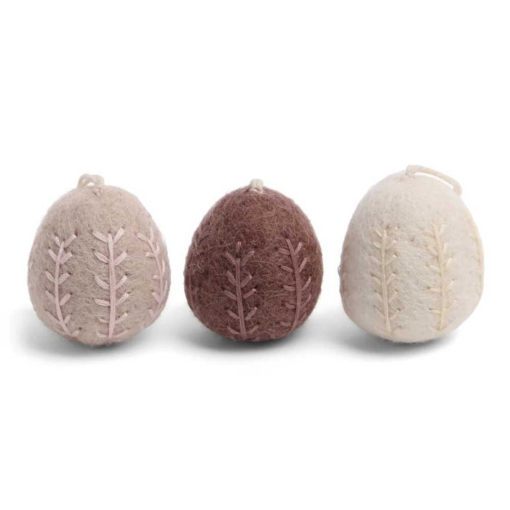 Gry &amp; Sif - Eier Filz rosa mit Girlanden-Stickerei 3er-Set