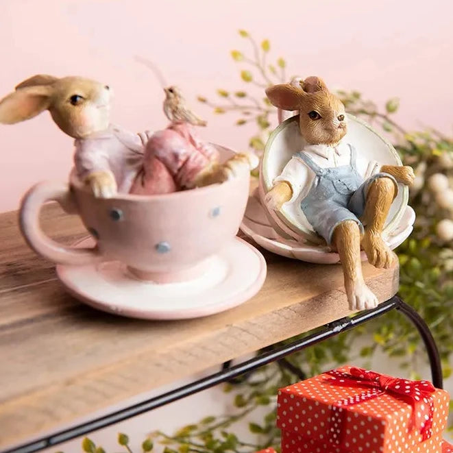 Clayre &amp; Eef - Hase in Teetasse Braun Grün
