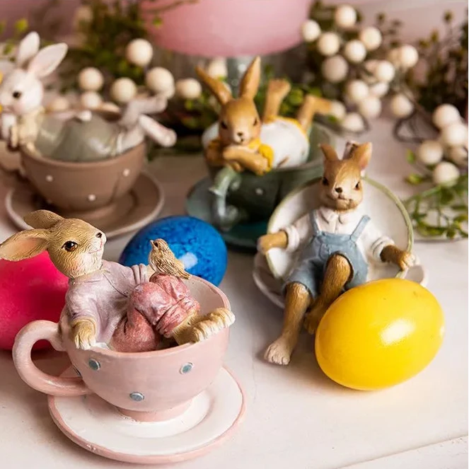 Clayre &amp; Eef - Hase in Teetasse Braun Grün