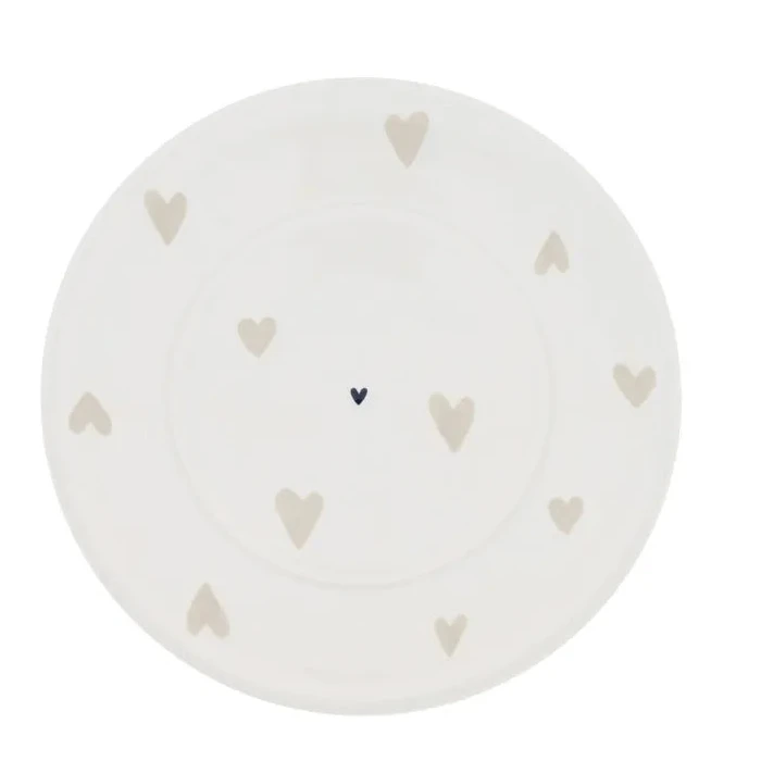 Bastion Collections - Teller für Tasse Weiß mit beigen Herzen