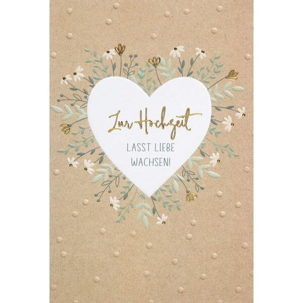 Hochzeitskarte Herz &amp; Blumen