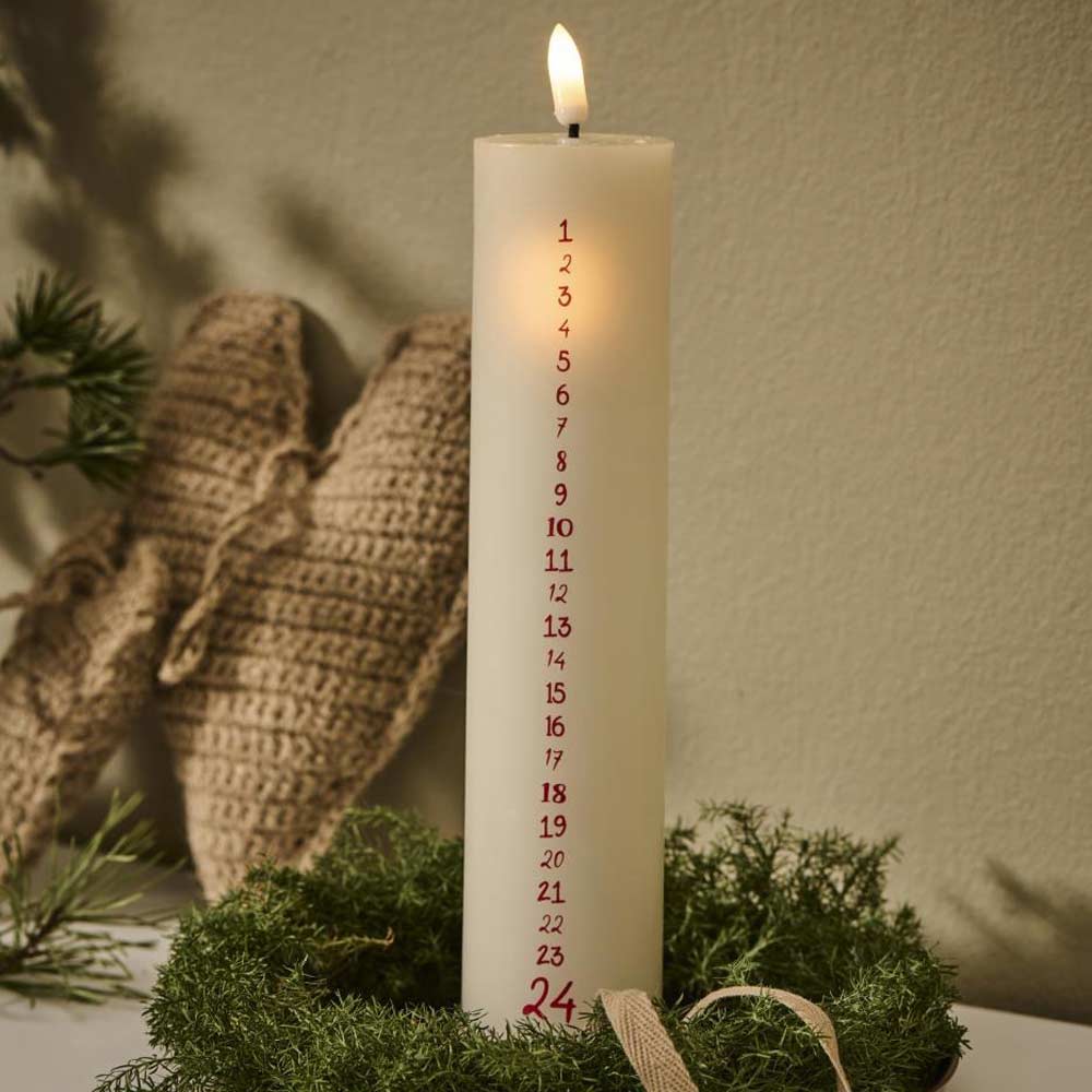 Ib Laursen LED-Adventskerze mit Fernbedienung, H: 25 cm – Alsaba