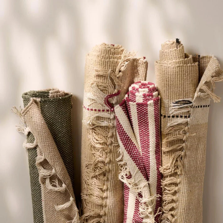 Ib Laursen - Bodenläufer, creme, beige und olivengrüne Streifen