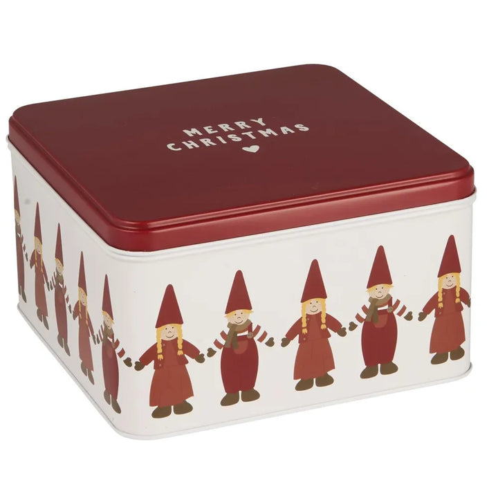 Ib Laursen - Gebäckdose mit Wichtelpärchen Hand in Hand viereckig