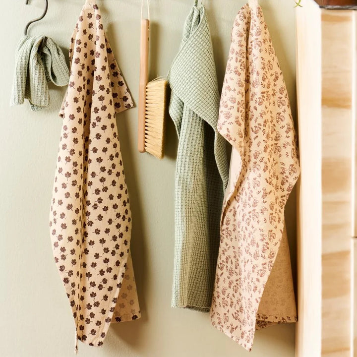 Ib Laursen - Geschirrtuch Caroline, natur, mit braunem Pilzmotiv