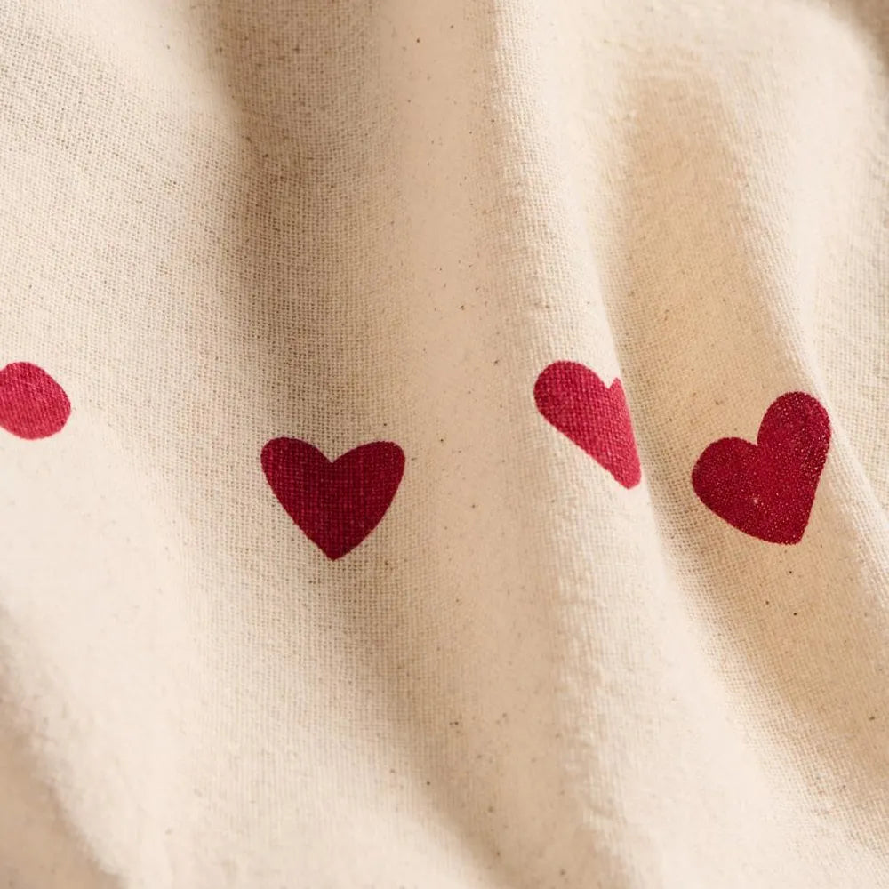 Ib Laursen - Geschirrtuch Emma natur mit roten Herzen