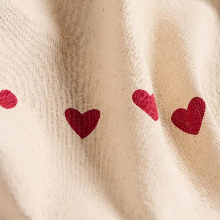 Ib Laursen - Geschirrtuch Emma natur mit roten Herzen