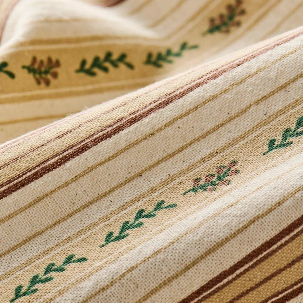 Ib Laursen - Geschirrtuch Isolde, natur, mit braunen Streifen und grünen Stielen