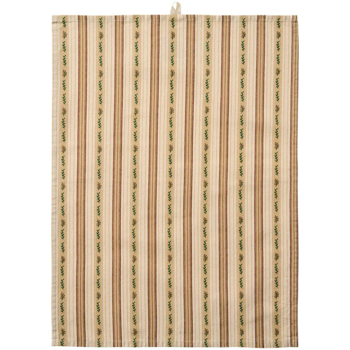 Ib Laursen - Geschirrtuch Isolde, natur, mit braunen Streifen und grünen Stielen