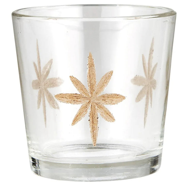 Ib Laursen - Kerzenhalter Glas für Teelicht mit eingravierten Sternen