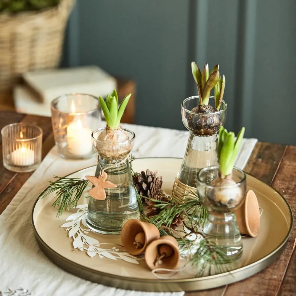 Ib Laursen - Kerzenhalter Glas für Teelicht mit eingravierten Streifen