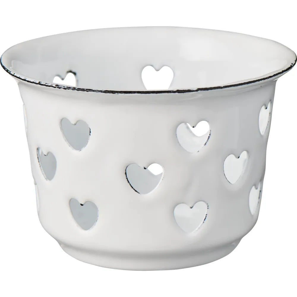 Ib Laursen - Kerzenhalter für Teelicht mit Herzen Emaille