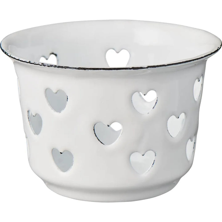 Ib Laursen - Kerzenhalter für Teelicht mit Herzen Emaille