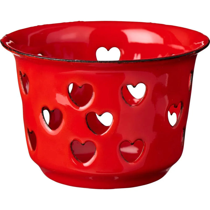 Ib Laursen - Kerzenhalter für Teelicht mit Herzen Emaille
