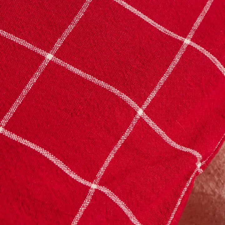 Ib Laursen - Kissenbezug Silja rot mit großen naturfarbigen Karos