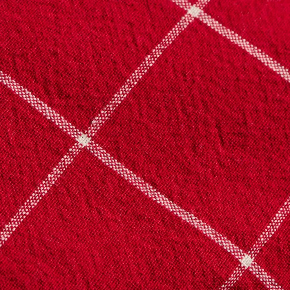 Ib Laursen - Kissenbezug Silja rot mit großen naturfarbigen Karos