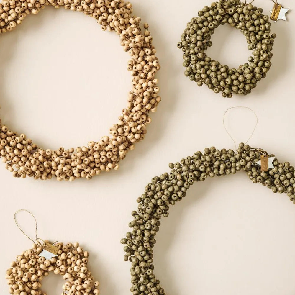 Ib Laursen - Kranz mit Holzperlen Stillenat Natur handgefertigt klein