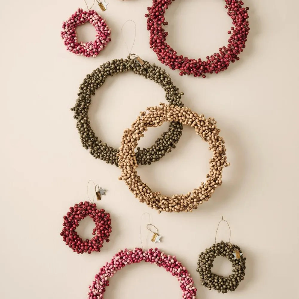 Ib Laursen - Kranz mit Holzperlen Stillenat Natur handgefertigt klein