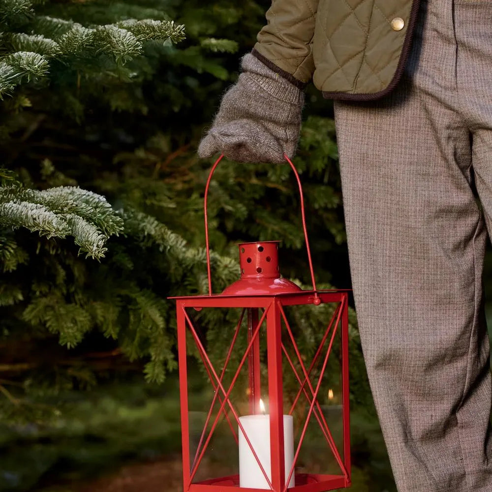 Ib Laursen - Laterne rot viereckig mit Kreuz über dem Glas