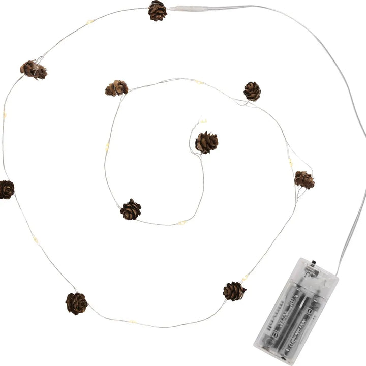 Ib Laursen - Lichterkette mit 10 LED-Lichtern und Zapfen für drinnen