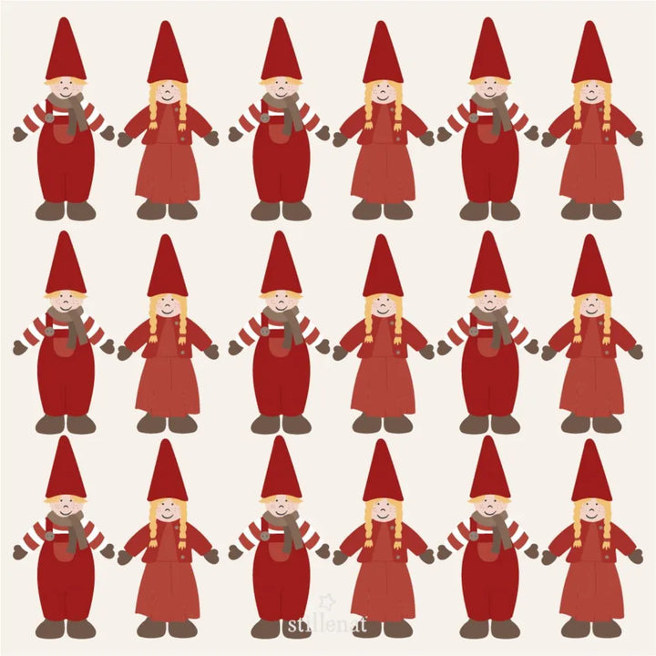 Ib Laursen - Papierserviette Wichtelpärchen Hand in Hand My Nostalgic Christmas 20 Stück