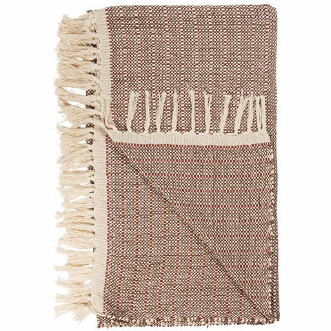 Ib Laursen - Plaid natur/braun/rost Streifen