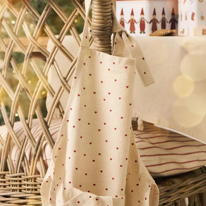 Ib Laursen - Kinderschürze Valentin mini natur mit roten Herzen